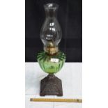 Paraffin lamp with green glass section