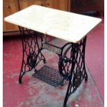 Singer sewing machine cast iron base made into a table