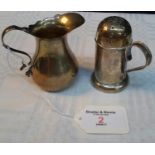 Birmingham silver cream jug & sugar sifter. Tallest 7cm.