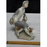 Lladro man & dog figurine