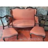 Victorian 3 piece parlour suite with material upholstery