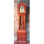 Hardwood cased Grandfather clock with Tempus Fujit design face with weights & pendulum