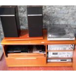 Technics separates with speakers in fitted retro cabinet