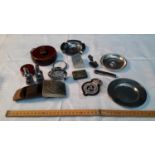 Selection of collectables to include military items, vintage measuring tape & record needles etc