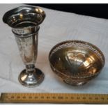 2 Birmingham silver items, A pierced bowl & vase
