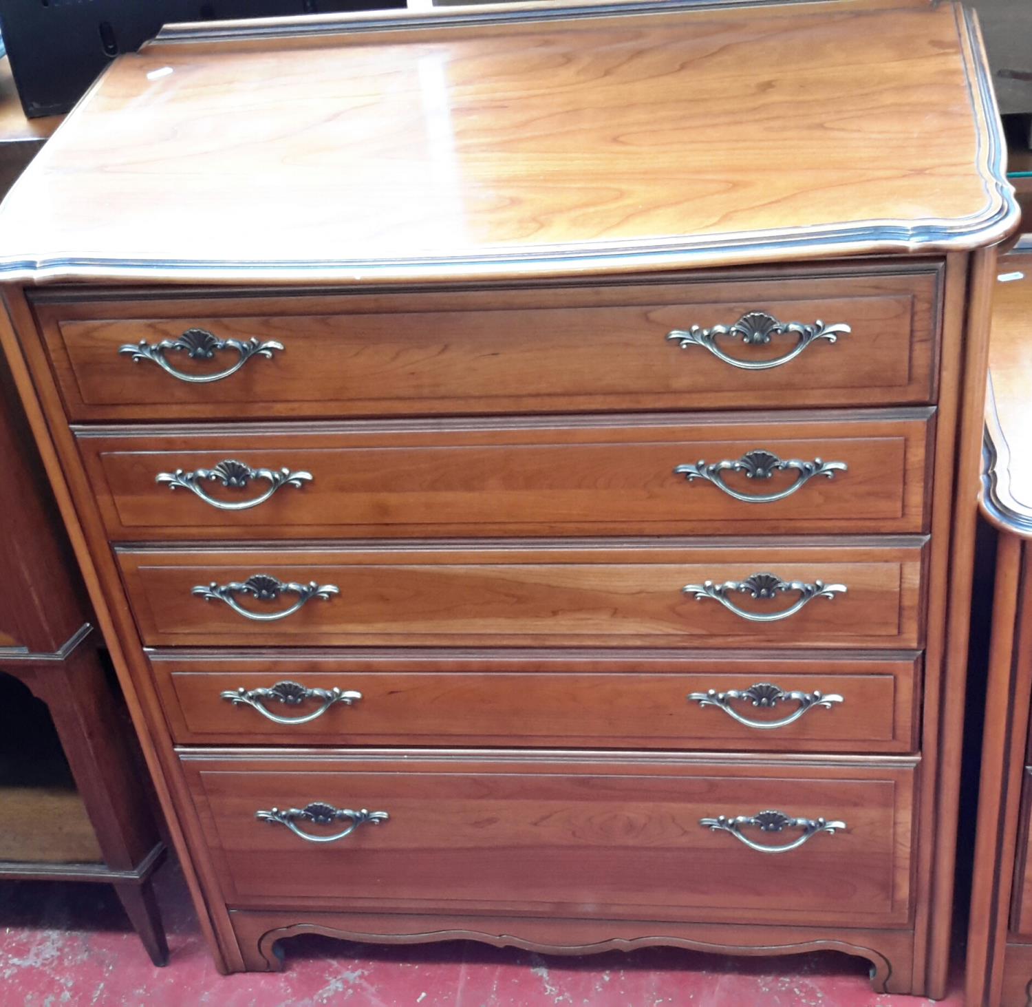 Modern Rosewood effect 5 drawer chest