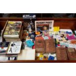 A large collection of Rugby programmes, tickets & 5 old 1900's Rugby diaries & scribble books