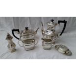 4 piece EP tea/coffee service with EP sugar sifter & butter dish