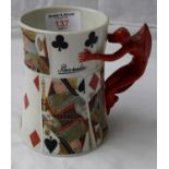 A Royal Bayreuth porcelain Bermuda Devil playing card mug (Bavaria Germany US zone)