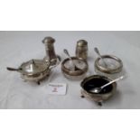 6 various Sheffield & Birmingham silver condiment items with 4 silver spoons