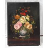 R. Rosini Still life oil painting of flowers