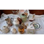 A selection of collectables to include, Royal Doulton Pooh plate, Brambly Hedge bank & Masons jug