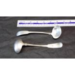 2 Georgian Edinburgh provincial silver ladles by F & Ss