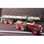 Large 1m, 25cm long hand made wooden lorry model with fitted flatbed