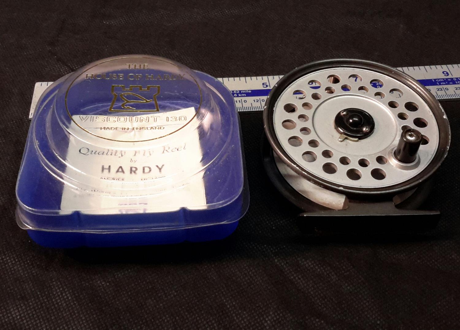 The Hardy 'Viscount 130' reel with fitted box