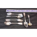 5 Victorian London silver spoons & ladle