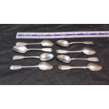 8 Georgian Glasgow silver spoons by John Mitchell