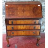 3 drawer writing bureau with ball & claw feet