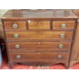 Edwardian 3 over 3 chest of drawers with inlays & key