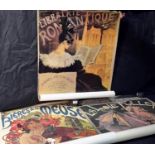 3 large French advertising posters in Art Nouveau form