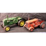 2 large tin plate tractor models