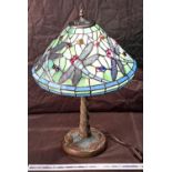 Tiffany style dragonfly table lamp, working, 56cm tall