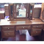 Solid oak dressing table with matching 3 way mirrors