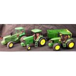 2 die cast large ERTL John Deere tractors together with Bruder John Deere tractor & trailer