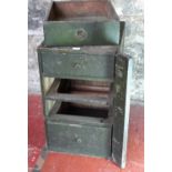 Vintage industrial wooden 4 drawer safe chest (missing 1 drawer)