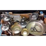 A crate of silver plated wares & EP wares