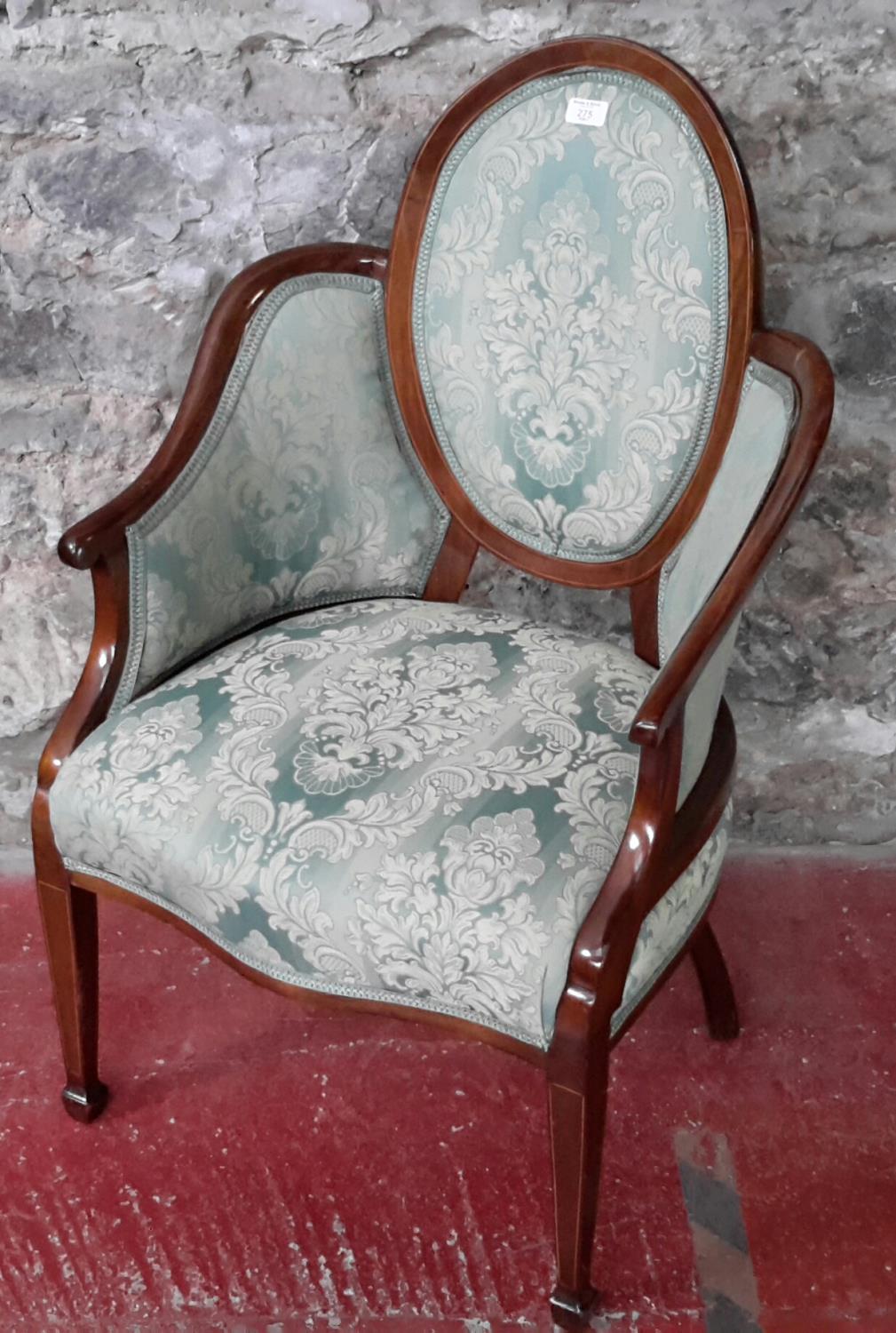 Edwardian parlour tub chair, finished in a green upholstery