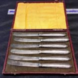 Sheffield silver handled knife set in original fitted case