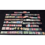 A collection of stamps displayed on strips