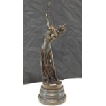 Bronze Art Deco nude lady figure on Granite base. 56cm in height.