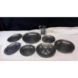 A collection of 1700's & 1800's London pewter plates in trays