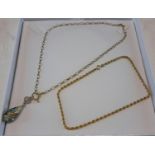 9ct rope chain together with 9ct gold necklace & Murano pendant