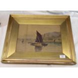 A Victorian boat scene watercolour signed L.S, 25x34.5cm, fitted in a gilt frame