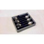 Six Sterling silver Japanese spoons in a a fitted box