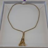 9ct heavy ladies rope chain with 2 tassels to the end