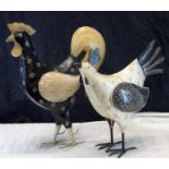 Two metal interior cockerel figures, 48cm in height