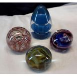 4 Various paperweights to include Selkirk glass & Wedgwood. The other two are signed to the bases.