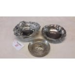 Birmingham silver pierced dish, 800 grade silver dish & white metal elephant design dish