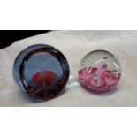 2 Signed Caithness paperweights titled ' Moonflower & Hummingbird 397/1000'