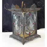 Victorian stain glass porch light, 45x30x30cm