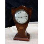 Edwardian inlaid mantle clock (clock runs) 22cm in height