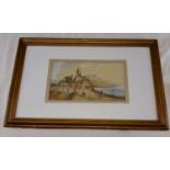 The rural scene watercolour, signed G.S, dated 1879, 16x28cm, in fitted frame