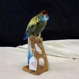 Swarovski crystal green Rosella Jonquil Parrot on maple stand , designed by Heinz Tabertshofer