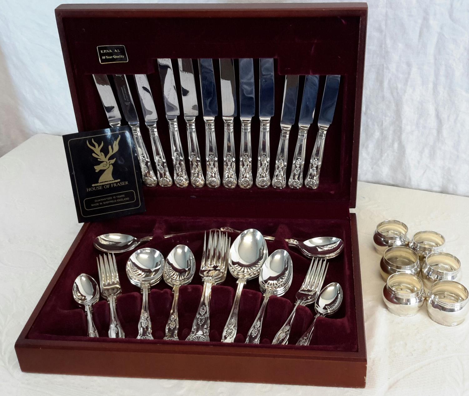 House of Frasers EP cutlery set & 6 EP napkin rings