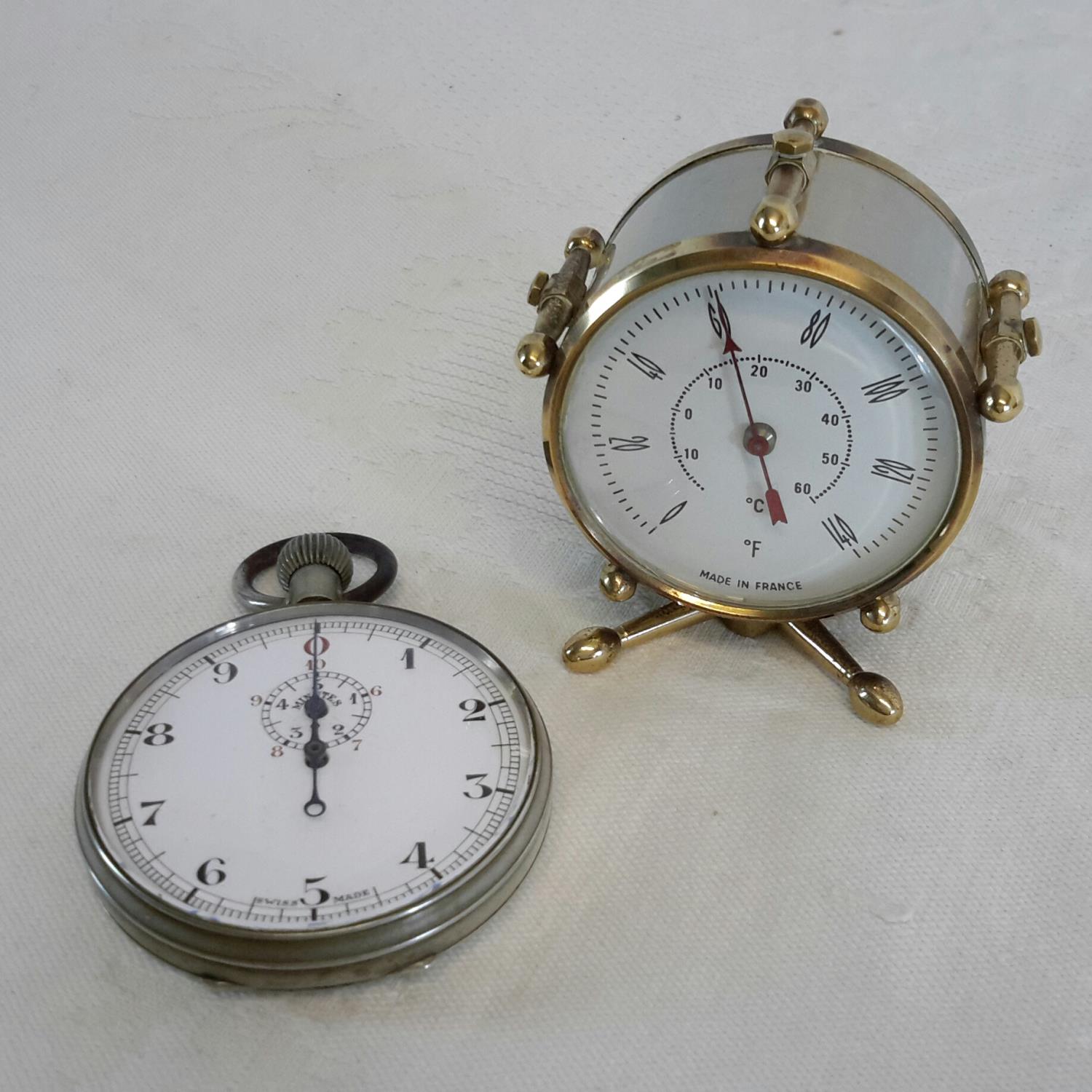 Vintage stop watch & French travel clock