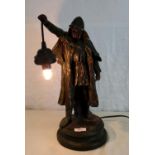 Bronze effect Fisherman table lamp working, 41cm in height